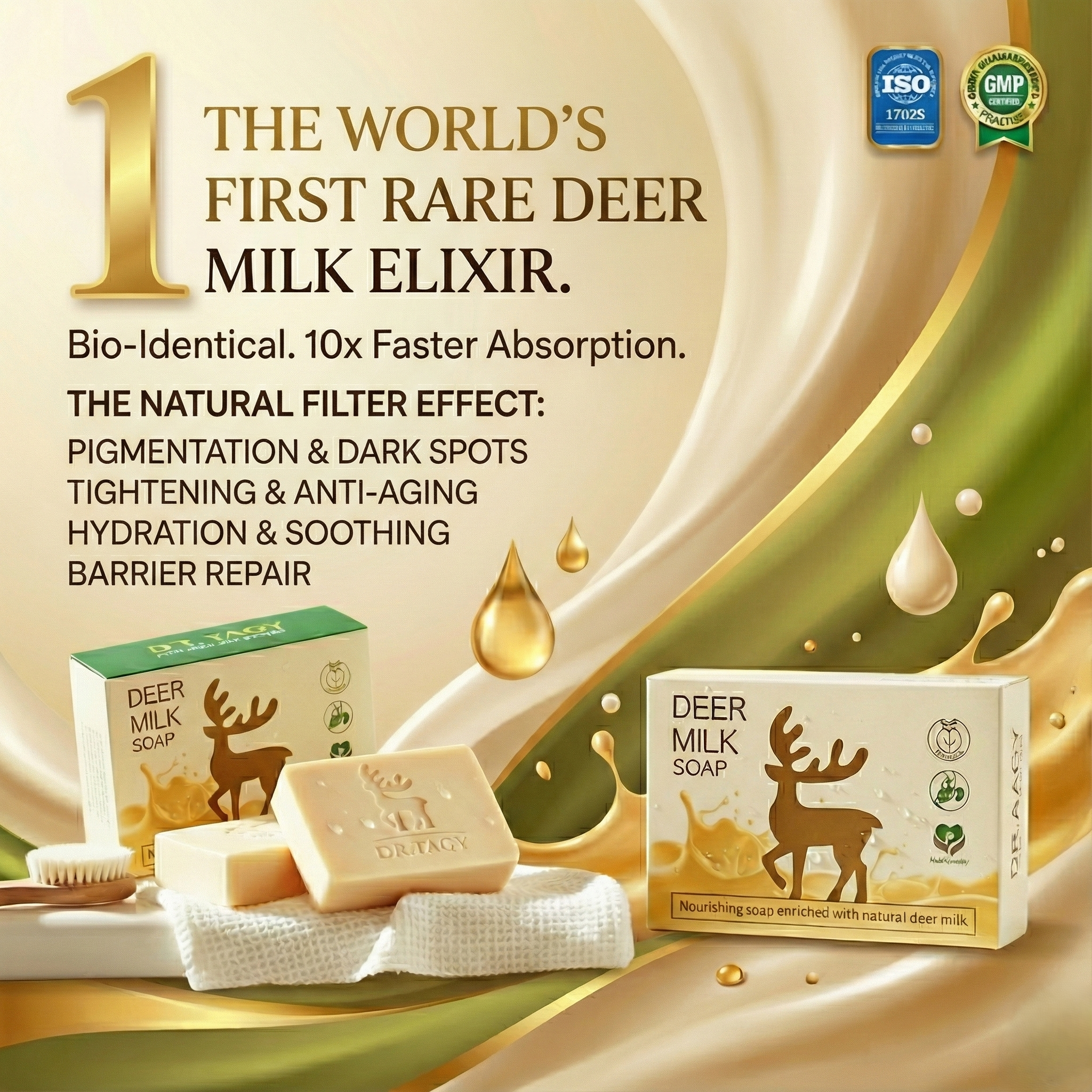 Deer Milk Soap by DR TAGY – Natural Brightening & Moisturizing Luxury Bar