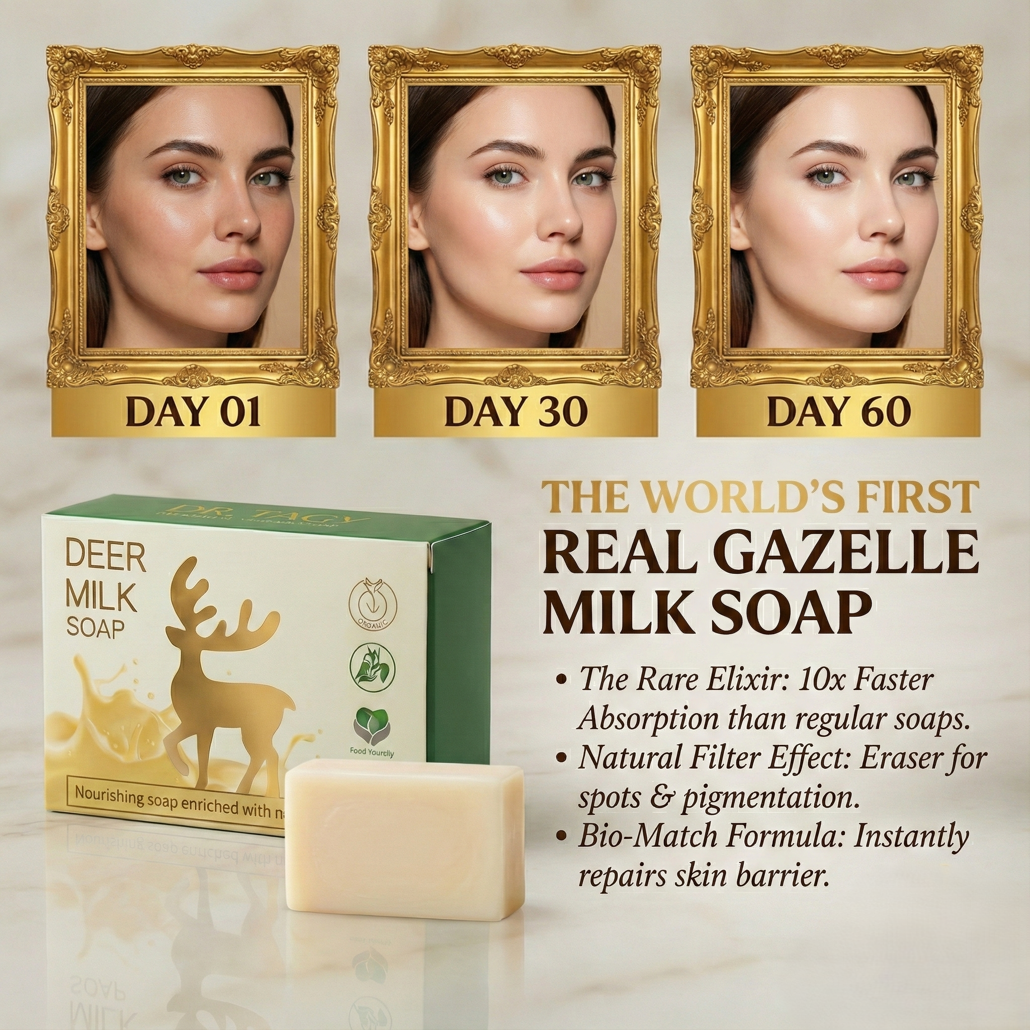 Deer Milk Soap by DR TAGY – Natural Brightening & Moisturizing Luxury Bar