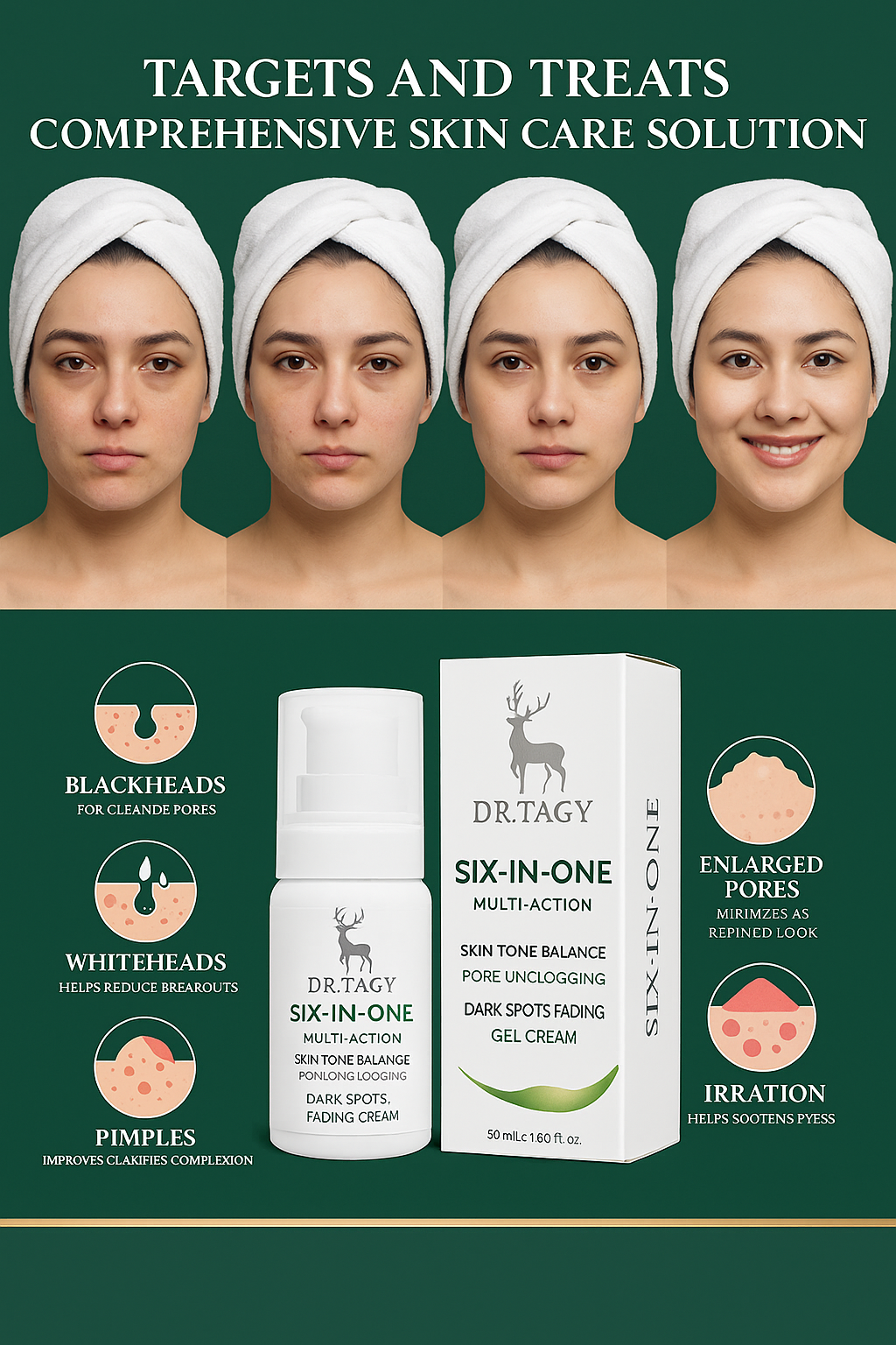 Six in One Cream – Lightweight Fast-Absorbing Gel by DR TAGY (50ml)