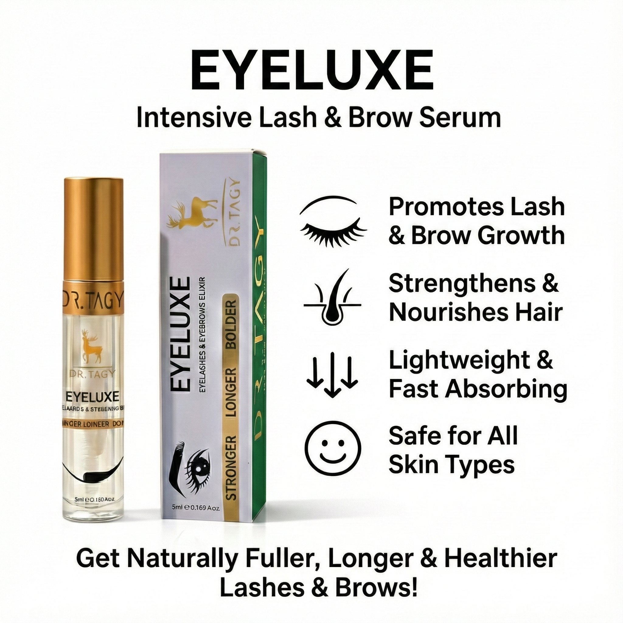 Eyeluxe | Water-Based Peptide Lash & Brow Serum by Dr. Tagy